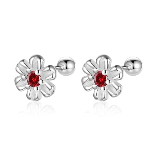 Yaleneday 925 Mode Blume Schraube Ohrstecker Geeignet Für Töchter Fine Jewelry Rot von Yaleneday