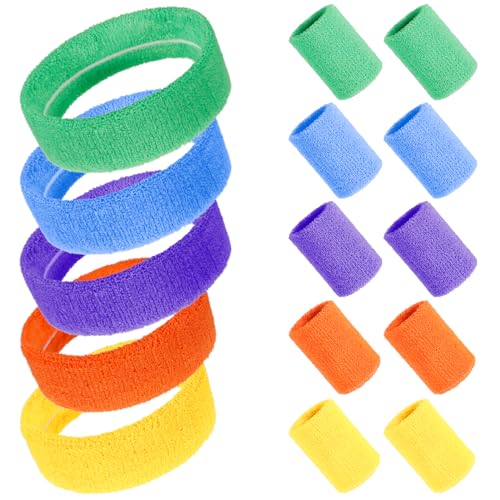 Yamitora 15 Stück Schweissband Set 80er Jahre Schweissband, Neon 80er Jahre Stirnband Outfit 5 Farben Schweissband Handgelenk Stirnband für Damen Herren Basketball Tennis Fitnessstudio Yamitora 15 Stück Schweissband Set 80er Jahre Schweissband, Neon 80er Jahre Stirnband Outfit 5 Farben Schweissband Handgelenk Stirnband für Damen Herren Basketball Tennis Fitnessstudio von Yamitora