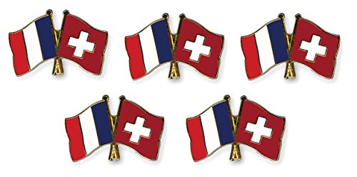 Yantec Freundschaftspin 5er Pack Frankreich Schweiz Pin Anstecknadel Doppelflaggenpin von Yantec Pins