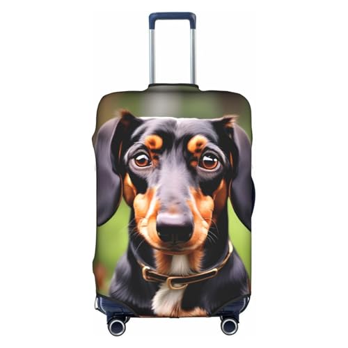 Yanyu Dackel Weiner Hunde-Aufdruck, universeller Kofferbezug, elastisch, waschbar, Reisegepäckschutz, Erwachsenengepäck, Weiss/opulenter Garten, X-Large von Yanyu