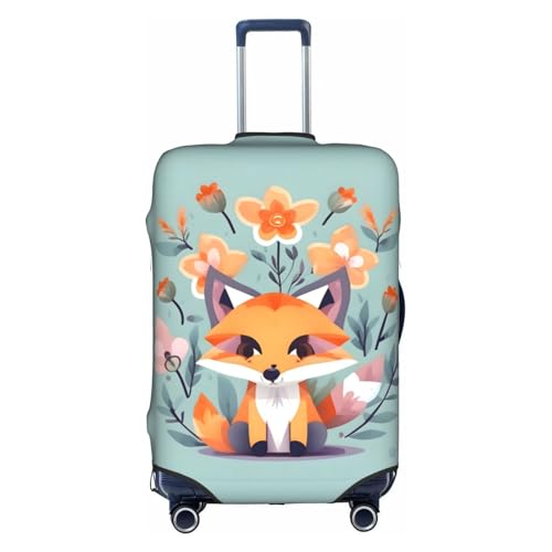 Yanyu Niedlicher Tier-Fuchs-Blumendruck, Universal-Kofferabdeckung, elastisch, waschbar, Reisegepäckschutz, Erwachsenengepäck, Weiss/opulenter Garten, X-Large von Yanyu