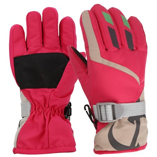 Kids Skihandschuhe Verstellbare winddichte Schneehandschuhe Kleinkind Wasserdichte Handschuhe warmes Nicht -Slip -Kinder -Handschuhe Winter zum Snowboarden, Rodeln, Radfahren l Rose Rot, Kleinkind wa von Yaoliucp