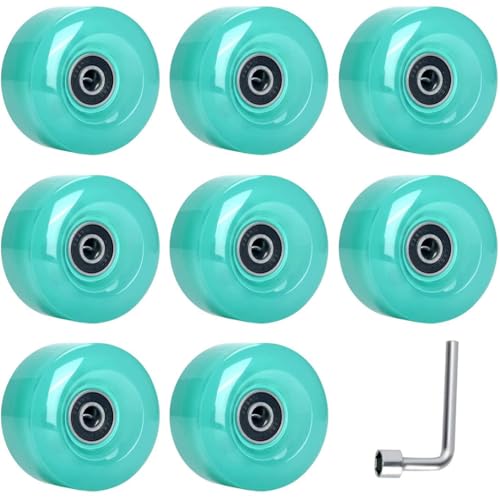 Yaoliucp Skate Räder Set Ersatz PU Quad Roller Skate Räder mit Schraubenschlüssel -Skateszubehör Fruchtgrün 8pcs, Skate Räder von Yaoliucp