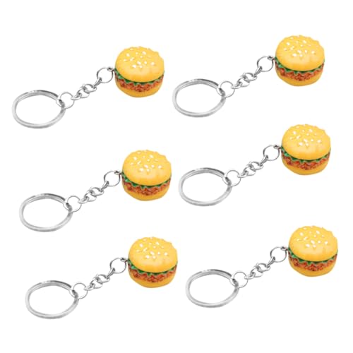 Yardenfun 6st Hamburger Schlüsselanhänger Simulationslebensmittelschlüssel Telefonanhänger Schlüsselanhänger Mit Ring Tasche Schlüsselanhänger Mini-Food-schlüsselanhänger Schlüsselbund von Yardenfun