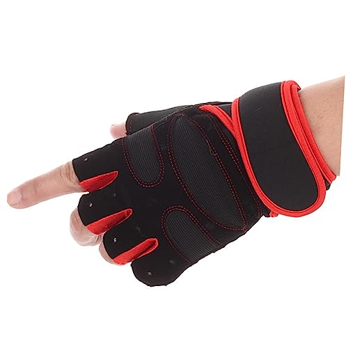 Yardwe 1 Paar rutschfeste Fitness Gymnastikhandschuhe Für Damen Und Herren Atmungsaktiv Gewichtheben Handgelenkwickelhandschuhe Workout Und Bodybuilding Größe S Schwarz Rot von Yardwe