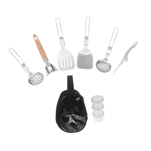 Yardwe 1 Satz Camping-küchentasche Camping-utensilien-Organizer Spork Aus Metall Sporen Edelstahl Campingkochgeschirr Tragbares Camping-kochgeschirr Outdoor-klapplöffel Kunststoff Black von Yardwe