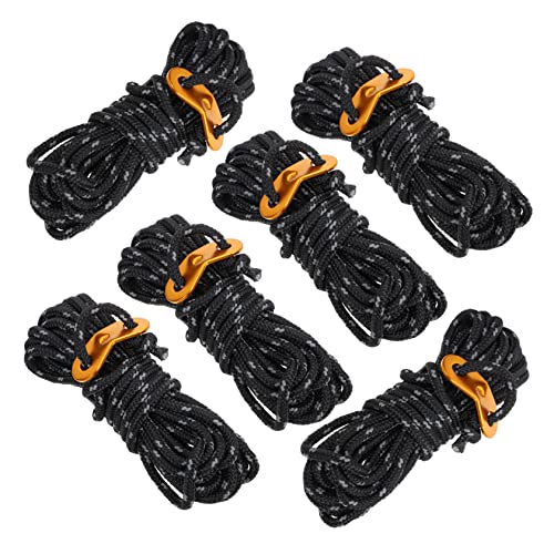 Yardwe 1 Satz Zelt Windseil Zeltschnur Spanner Spannseile Für Zelte Outdoor Zeltzubehör Camping Zeltzubehör Abs Stangen Pavillon Hängendes Seil Multifunktions-campingbügel Nylon Black 6st von Yardwe