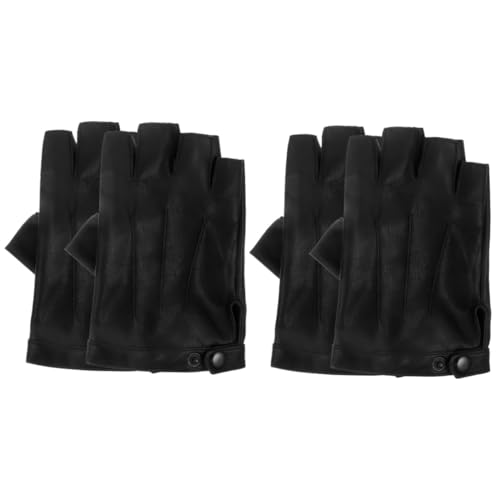 Yardwe 2 Paar Halbfingerhandschuhe aus Leder handhaben Arbeitshandschuhe Turnhandschuhe für Männer Abs Fahren Arm Bequeme Angelhandschuhe Outdoor-Handschuhe Sporthandschuhe PU-Leder Black von Yardwe