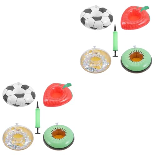 Yardwe 2 Sätze aufblasbarer Getränkehalter Getränkeschwimmer für den Pool Tassenuntersetzer Schwimmender Tisch für den Pool-Getränkehalter Poolgetränk schwimmt Wasserbälle PVC von Yardwe
