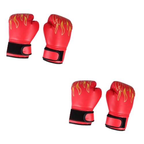 Yardwe 2st Boxhandschuhe Für Spiel Ganzfinger-trainingshandschuhe Handschuhe Mit Flammenmuster Boxkampfhandschuhe Boxhandschuh-pin Boxhandschuhe Geschützt Handschuhe Aus Pu-Material Rot von Yardwe