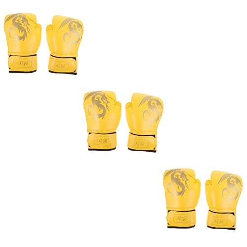 Yardwe 3 Paare Boxhandschuhe Sparringshandschuh Für Kleinkinder Bequemer Thai-handschuh Box-versorgung Boxhandschuh Zum Üben Thailändischer Handschuh Für Das Training Boxzubehör Pu Yellow von Yardwe