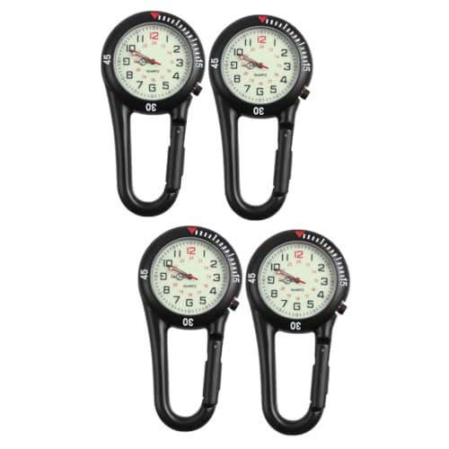 Yardwe 3 Sätze Sicherheitsschnalle Clip-Uhr Taschenuhr Kletteruhr Outdoor-hängeuhr Gürteluhr Ansteckuhr Ansteck-quarzuhr Black Rostfreier Stahl 2 Stück * 3 von Yardwe