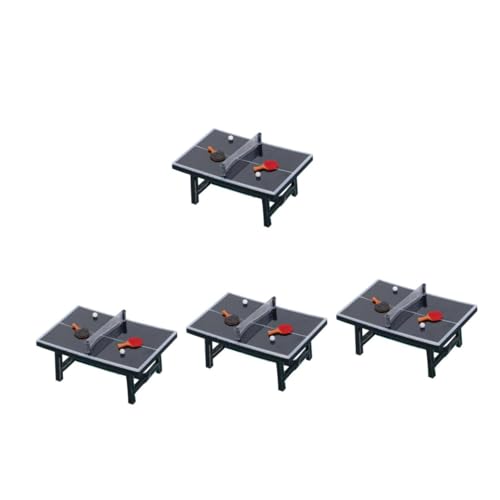 Yardwe 4-Teiliges Set Modell Tischtennis Tischtennis-Modell Puppenhaus-Dekoration Tischtennis Tischtennis Spielset puppenhaus möbel dekor Tragbares Tischtennis Harz von Yardwe