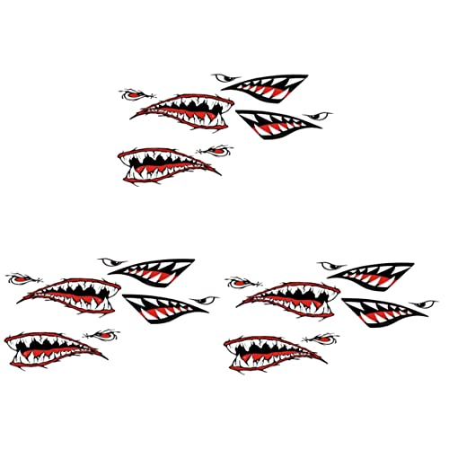 Yardwe 6 Paare Hai-Auto-Boot-Aufkleber Aufkleber für Fischerboote Wandtattoos mit Tieren Bootsdekor Autoaufkleber abnehm Aufkleber Zähne Bootsaufkleber wasserfester Aufkleber das Haustier von Yardwe