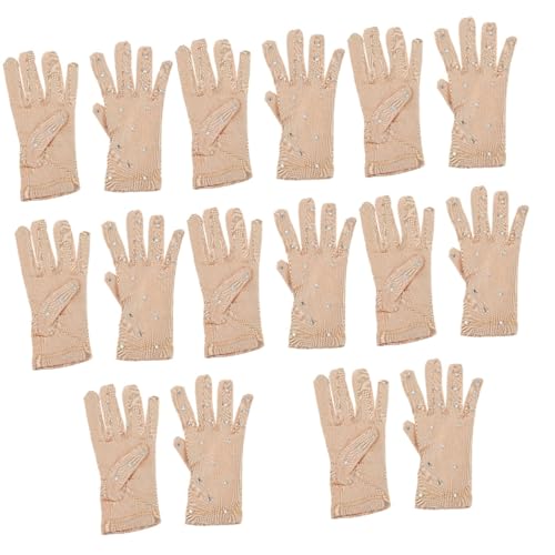 Yardwe 8 Paare Heiße Diamanthandschuhe Performance-handschuh Für Mädchen Performance-Handschuhe Aus Elastischen Fasern Eiskunstlaufhandschuhe Für Mädchen Klare Strasshandschuhe Elasthan von Yardwe