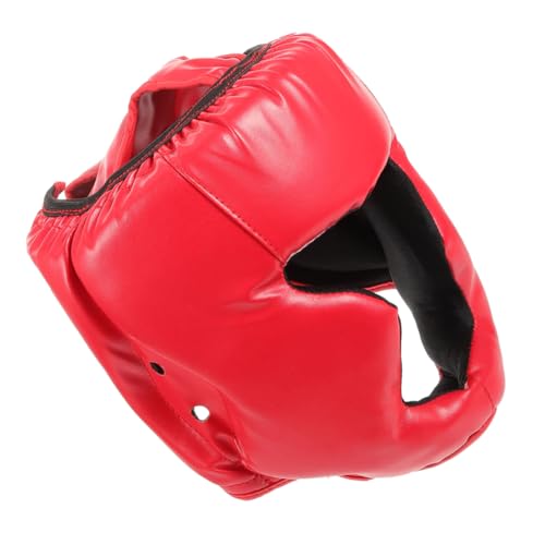 Yardwe Taekwondo Kindermaske Kopfbedeckung Helme Gesichtsmaske Helm Für Wrestling Schutz Unter Dem Helm Kappe Boxzubehör Schlaghelm Leder Rot von Yardwe