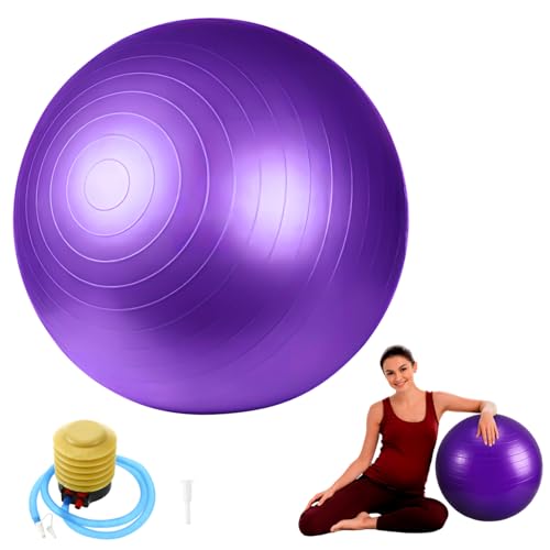 Yardwe Yoga-Ball Trainingsball Stabilitätsball Yoga-zubehör Gleichgewichtstrainer Kernkugel Pilates-Ball Wiederverwendbarer Gymnastikball Übungszubehör Großer Gymnastikball PVC Violett von Yardwe