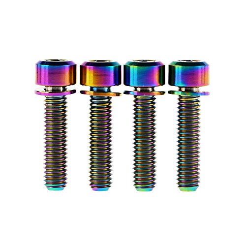 Yaruijia Titan M6 x 16 20 25 mm Inbusschrauben mit Unterlegscheiben für Fahrradbremse, 4 Stück, regenbogenfarben, M6x20mm Yaruijia Titan M6 x 16 20 25 mm Inbusschrauben mit Unterlegscheiben für Fahrradbremse, 4 Stück, regenbogenfarben, M6x20mm von Yaruijia