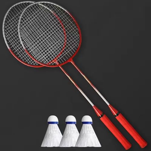 Badminton-Schläger mit Badminton-Set, Doppelschläger-Badminton-Schläger-Set, Indoor-und Outdoor-Speed-Sport von Yawdil