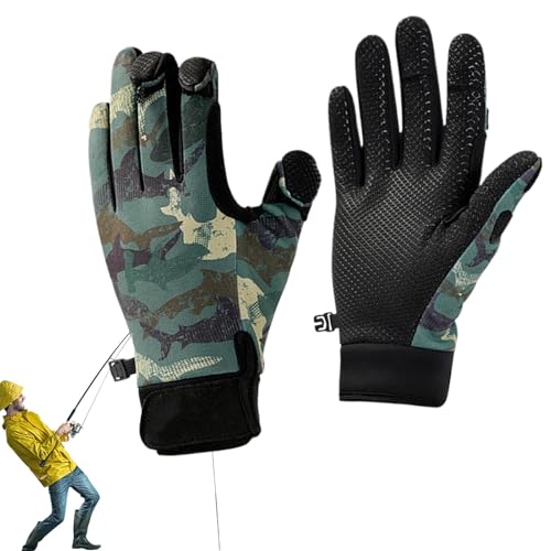 Yaztauho Angelhandschuhe für kaltes Wetter, warme Angelhandschuhe | Winterwarme Fingerlose Jagdhandschuhe für Herren - Touchscreen-Handschuhe für kaltes Wetter, rutschfeste Angelausrüstung für Männer von Yaztauho