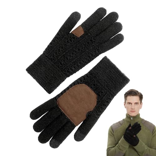 Yaztauho Touchscreen-Winterhandschuhe, warme Handschuhe für kaltes Wetter, Warme Strickhandschuhe für kaltes Wetter, Atmungsaktive Schneefäustlinge, weiche, Dicke Motorradhandschuhe zum Radfahren, von Yaztauho