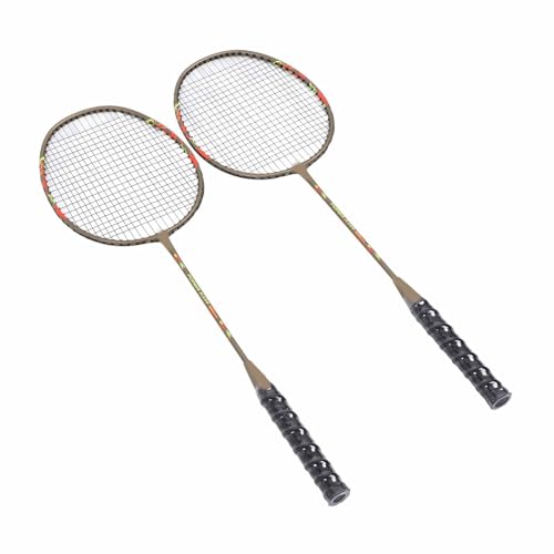 Badmintonschläger-Set, Badmintonschläger, 2 Stück, Leichte Sport-Badmintonschläger aus Eisenlegierung, Badmintonschläger mit Aufbewahrungstasche für Trainingsunterhaltung (Gold) von Yctze