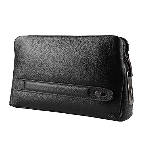 Yctze Fipilock FL V1 Herren-Geldbörse aus Leder mit Reißverschluss und Intelligentem Fingerabdruck, Diebstahlschutz-Handtasche, Schwarze Handtasche mit Fingerabdruck von Yctze