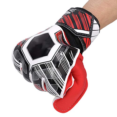 Yctze Torwarthandschuhe für Fußball, Fußballhandschuhe für und Erwachsene, Latex-Nylon-PU-Material mit Fingerschutz und Verstellbarem Klettverschluss, Erhältlich in Rot, Größe 10# (10#) von Yctze