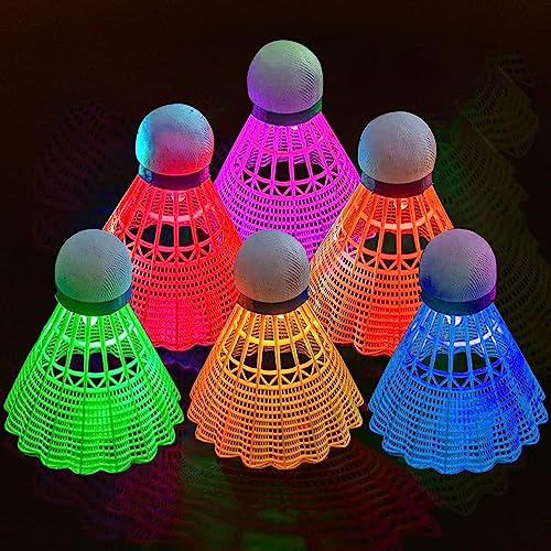 YeahBoom Led Badminton Bälle,Led Nylon Sport Badminton,6 Stücke LED Federballs,Leuchtende Federbälle,Leucht-Federball,Led Badminton Set Kinder,für Indoor/Outdoor Sportaktivitäten von YeahBoom