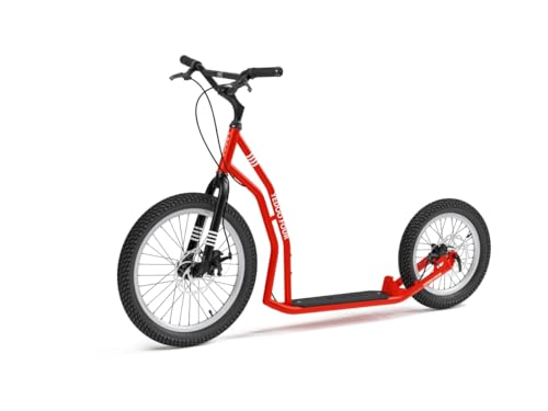 YEDOO Four Y40 Tretroller - bis 150 kg, mittelgroßer, Stabiler Kickscooter mit Scheibenbremsen und 20/16 Lufträdern - Dogscooter für Erwachsene, für Natur und urbanes Off-Road. Rot YEDOO Four Y40 Tretroller - bis 150 kg, mittelgroßer, Stabiler Kickscooter mit Scheibenbremsen und 20/16 Lufträdern - Dogscooter für Erwachsene, für Natur und urbanes Off-Road. Rot von Yedoo