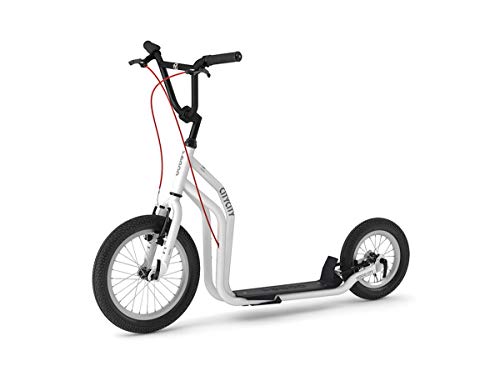 YEDOO City Tretroller - ab 140 cm Körperhöhe, bis 120 kg, mit Luftreifen 16/12 - Cityroller für Erwachsene und Kinder mit verstellbarem Lenker und Ständer, weiß von Yedoo