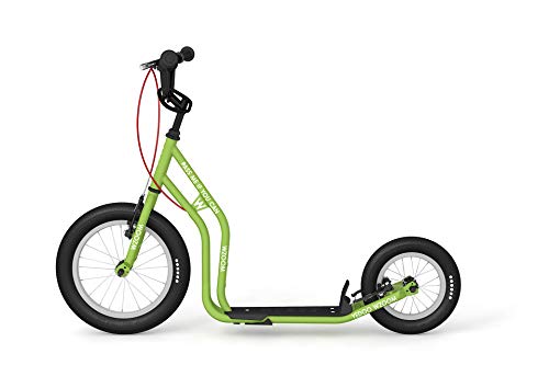 Yedoo Wzoom New Kinder Tretroller - für Kinder ab 6 Jahre, ab 120 cm Körperhöhe, mit Luftreifen 16/12 - für Mädchen und Jungen, Höhenverstellbar mit Ständer und Reflexelementen, grün von Yedoo