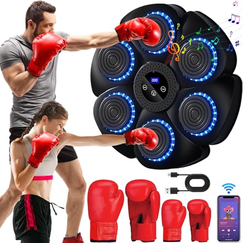 Music Boxing Machine, LED Elektronische Musik Boxmaschine, 9 Funktion und 18 Geschwindigkeit und Zählmodus, Bluetooth Wandmontiertes Boxziel mit Boxhandschuhen für Erwachsene und Kinder Exercise Music Boxing Machine, LED Elektronische Musik Boxmaschine, 9 Funktion und 18 Geschwindigkeit und Zählmodus, Bluetooth Wandmontiertes Boxziel mit Boxhandschuhen für Erwachsene und Kinder Exercise von Yeelan