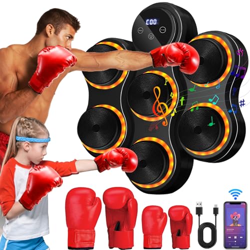 Yeelan Music Music Boxing Machine, LED Elektronische Musik Boxmaschine, 9 Geschwindigkeitsmodi und Zählmodus, Bluetooth Wandmontiertes Boxziel mit Boxhandschuhen für Erwachsene und Kinder Exercise Yeelan Music Music Boxing Machine, LED Elektronische Musik Boxmaschine, 9 Geschwindigkeitsmodi und Zählmodus, Bluetooth Wandmontiertes Boxziel mit Boxhandschuhen für Erwachsene und Kinder Exercise von Yeelan