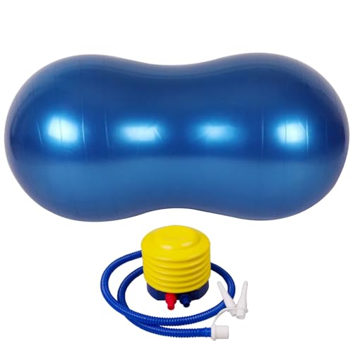 Yeory Yogamall-Erdnussball mit Pumpe 35x18in Burst-resistenter PVC Tragbarer, verdickter Yoga-Ball Flexibler Trainingskugel für Therapie, Arbeit, Geburt und Hundetraining (glatt, dunkelblau) von Yeory