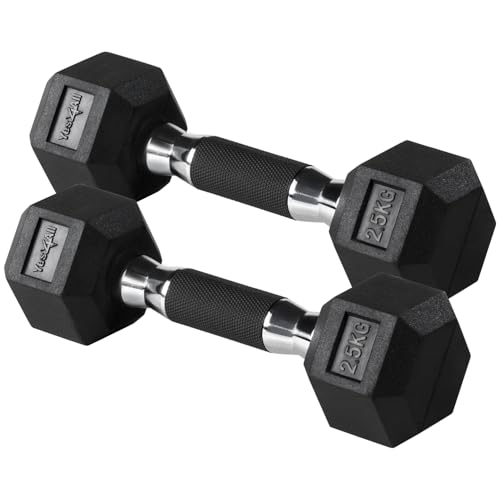 Hex Dumbbell Cast Iron With Rubber Cover - 2.5 kg, Black Hex Dumbbell Cast Iron With Rubber Cover - 2.5 kg, Black von Yes4All