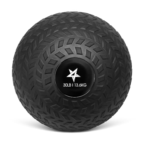 Yes4All 7XU4, 7XU4 41 Pfund Slam Ball, Medizinball für Kraft und Training – Fitness-Trainingsball mit griffigen Profilen und robuster Gummischale (40 Pfund, schwarz), 7XU4 von Yes4All