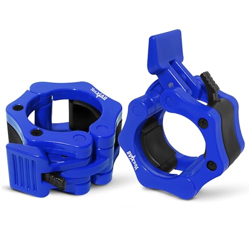 Yes4All 2 Inch Barbell Clamps Pair, Pro Lockjaw Collar Set for Olympic Bar, Quick Release Weight Plate Locks Dumbbell Clips for Weightlifting Training Exercise, and Strength Training (Blue) von Yes4All