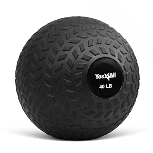 Yes4All 3KHB Slam Balls Medizinball 18 kg, Schwarz für Kraft, Power und Training von Yes4All