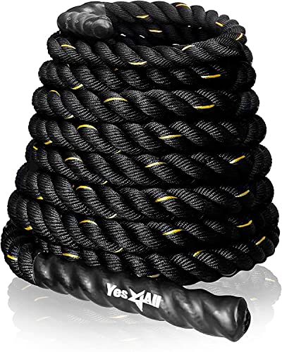 Yes4All Battle Rope 3.8/5.1 cm Durchmesser Poly Dacron 9.1, 12.2, 15.2 cm Länge, Trainingsseile für Core Strength, Home Gym & Outdoor Workout von Yes4All