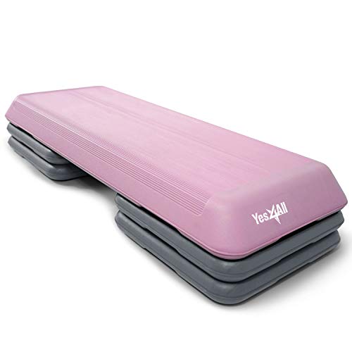 Yes4All CAWR Adjustable Aerobic Step Platform with 4 Risers – Health Club Size (Pink/Grey) von Yes4All