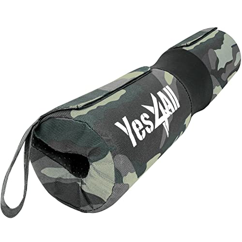 Yes4All Ergonomisches Langhantelpolster für Hüftstoß/Kniebeugen, passend für 2,5-5,1 cm Langhanteln, Schwarz Camo von Yes4All