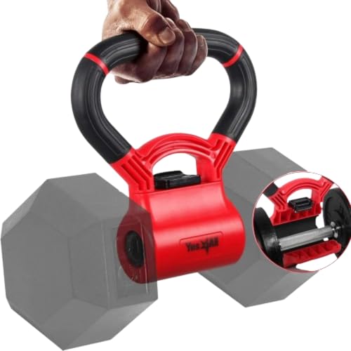 Yes4All D8FC Kettle Grip Griff zum Umwandeln von Hanteln in Kettlebells für Workouts, A. Rot und Schwarz, Hantel-Konverter, 0.5 kg von Yes4All