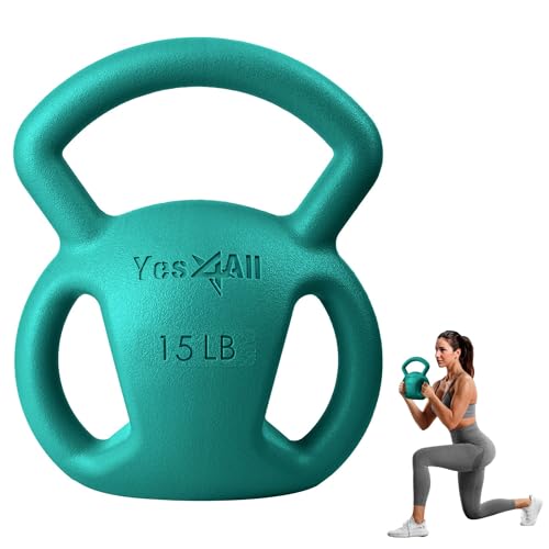 Yes4All Kugelhantel 10 & 6,8 kg Gewicht mit breitem Multigrip-Griff für Hantelgewichtsübungen, Ganzkörper-Trainingsgeräte – 6,8 kg – Grün von Yes4All