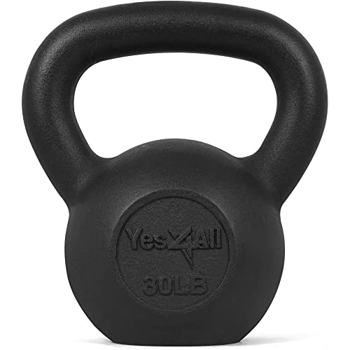 Yes4All Kettlebell Gewichte-Set, aus massivem Gusseisen, ideal für Ganzkörpertraining und Krafttraining, Kugelhantel 13,6 kg (schwarz), F. Schwarz-13.6kg, 13.6kg von Yes4All