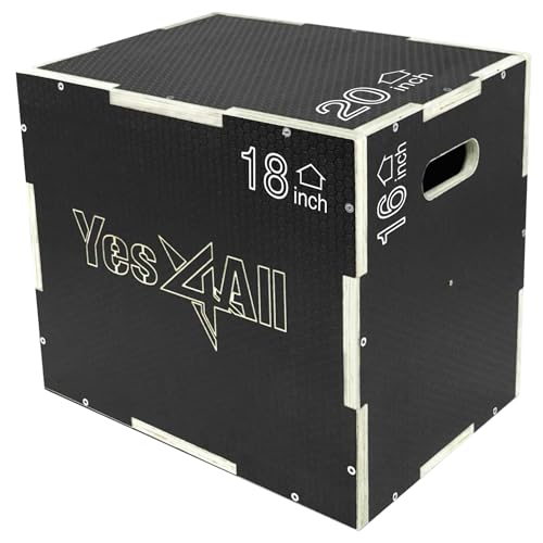 Yes4All MUN4 Mun4 3-in-1 Aufbewahrungsbox aus Holz, 50.8 x 45.7 x 40.6 cm, A. Rutschfestes Schwarz, XL von Yes4All