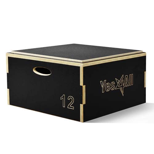 Yes4All TB07 3 in 1 Plyo Box aus Holz mit rutschfester Oberfläche, 30,5 cm H, Plyometric Box Plattform für Sprungtraining, Jump Boxes für Home Gym Übung und Outdoor Workout, Schwarz von Yes4All