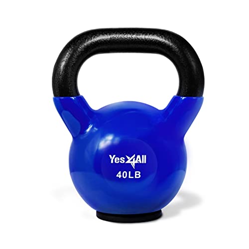 Yes4All BP5K Kettlebell aus Gusseisen mit Vinylbeschichtung und Gummifuß, 18 kg von Yes4All