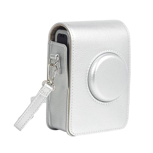 Yfenglhiry Kameratasche für EVO PU Tasche Leicht und Kamera Schultertasche mit verstellbarem Gurt Lederhalter Tragbare Aufbewahrung PU Hülle, silber von Yfenglhiry