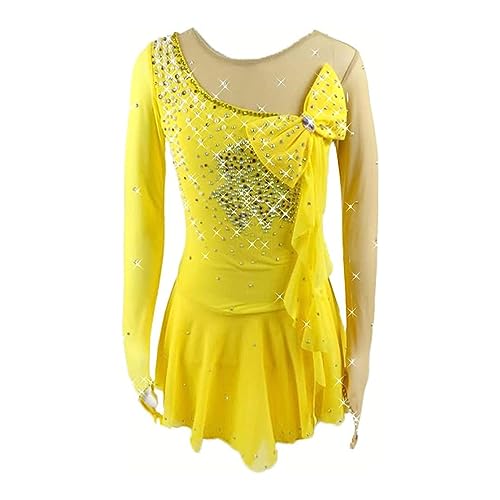 Yhsgscr A,13 Years, Eiskunstlauf Kleid Damen Fashion Splice Ballett Tanz Rock Mädchen Slim Fit Rhythmische Gymnastik Trikots Handgefertigt Rollschuhbe Kleidung von Yhsgscr